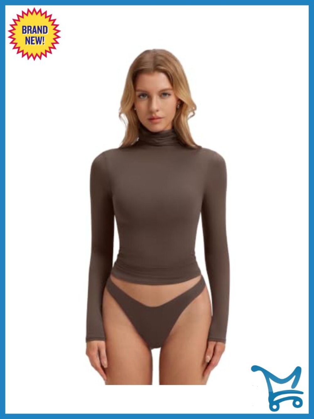 Mock Turtleneck Long Sleeve Fitted Basic T Shirt